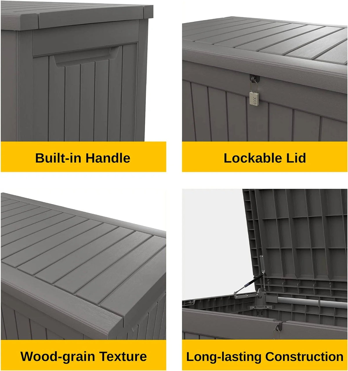 EAST OAK 230 Gallon Resin Deck Box, Grey - DB23005