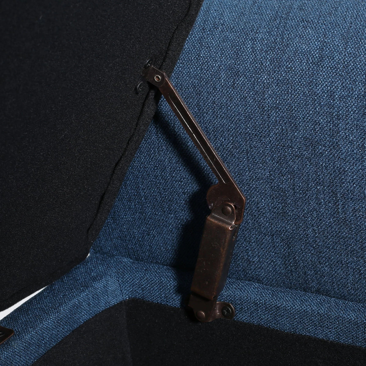 Noble House Amanda Dark Blue Fabric Armed Storage Bench