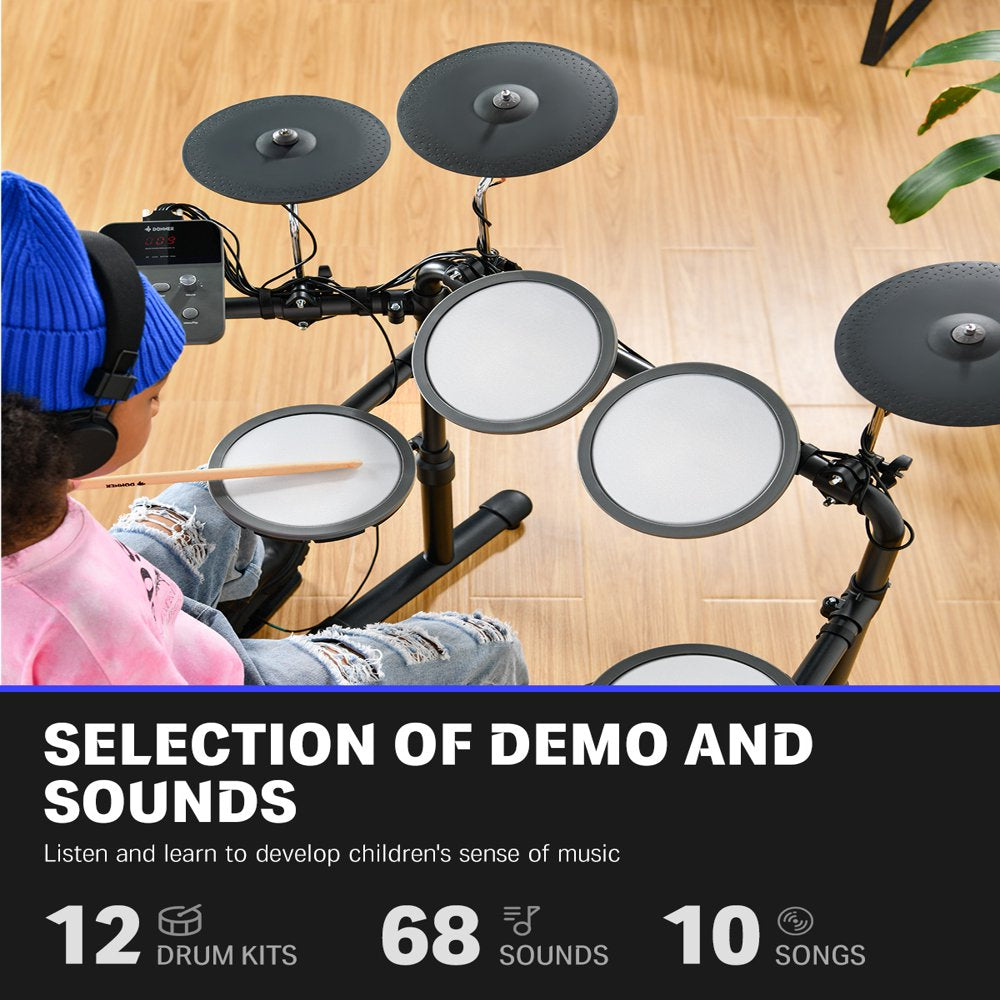 Donner Kids Electric Drum Set With 68+ Sounds, Mesh Pads And Headphones - DED-70