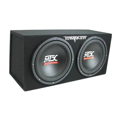 MTX TNE212D 12-Inch Dual Loaded Subwoofer Enclosure 2-Pack With Planet Audio AC1500.1 Amplifiers 2-Pack And Soundstorm AKS8 Wiring Kit