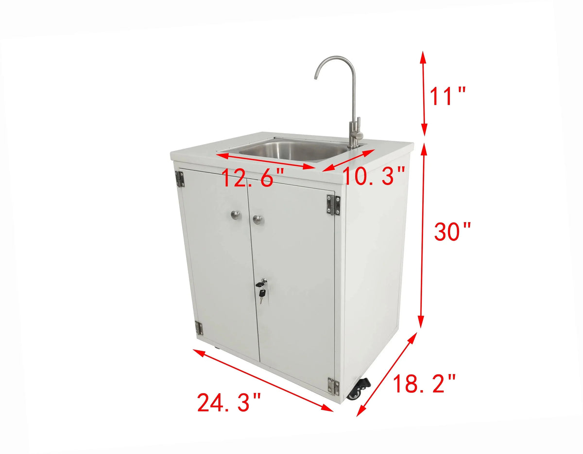 FixtureDisplays Portable Self-Contained Hand Wash Station With Built-In Pump, 24 X 18 X 30 in Cabinet - 10094