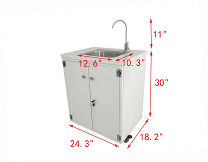FixtureDisplays Portable Self-Contained Hand Wash Station With Built-In Pump, 24 X 18 X 30 in Cabinet - 10094