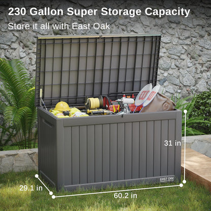 EAST OAK 230 Gallon Resin Deck Box, Grey - DB23005