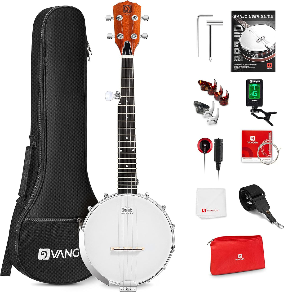 Vangoa 5-String 38 Inch Resonator Banjo Kit, Brown - VBJ-40