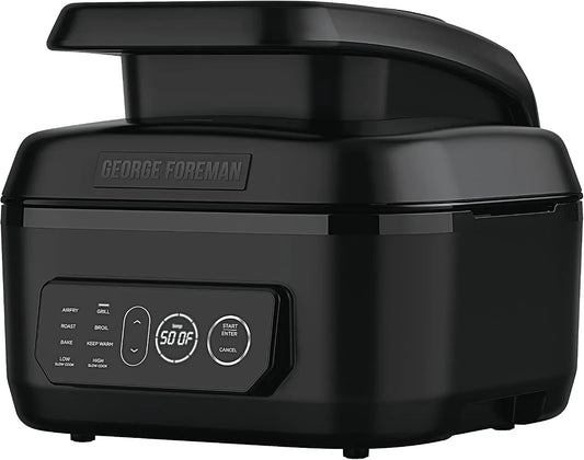 George Foreman 7-in-1 Electric Indoor Grill With Air Fry Technology, Black, Large - MCAFD800D