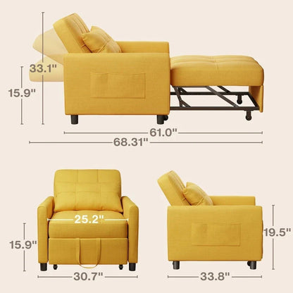 3-in-1 Adjustable Pull-Out Sleeper Sofa Bed With 330 Pounds Capacity