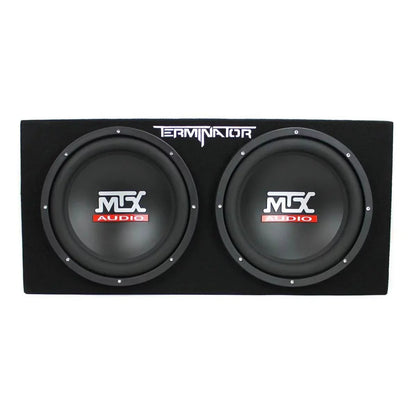 MTX TNE212D 12-Inch Dual Loaded Subwoofer Enclosure 2-Pack With Planet Audio AC1500.1 Amplifiers 2-Pack And Soundstorm AKS8 Wiring Kit
