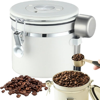 Coffee Storage Canister With Spoon, Date Tracker And One-Way Exhaust Valve - 1200ml, 1500ml, 1800ml