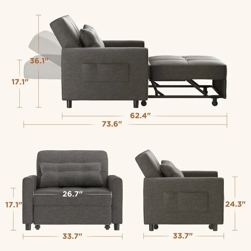 3-in-1 Adjustable Pull-Out Sleeper Sofa Bed With 330 Pounds Capacity