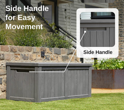 EAST OAK 230 Gallon Resin Deck Box, Grey - DB23005