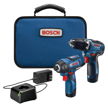 BOSCH 12V Max Cordless Drill/Driver And Impact Driver Combo Kit With 2 Batteries, Charger And Case - CLPK22-120