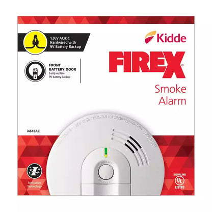 Hardwired Smoke And Carbon Monoxide Alarm With Ionization Sensor, 120V AC, 9V Battery Backup