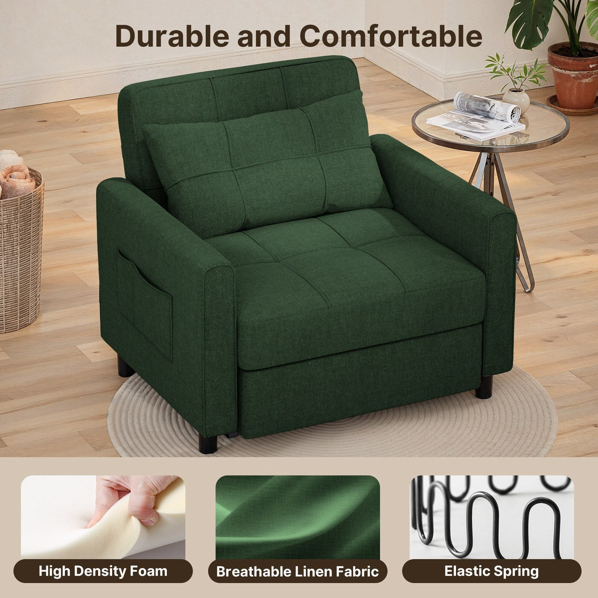 3-in-1 Adjustable Pull-Out Sleeper Sofa Bed With 330 Pounds Capacity